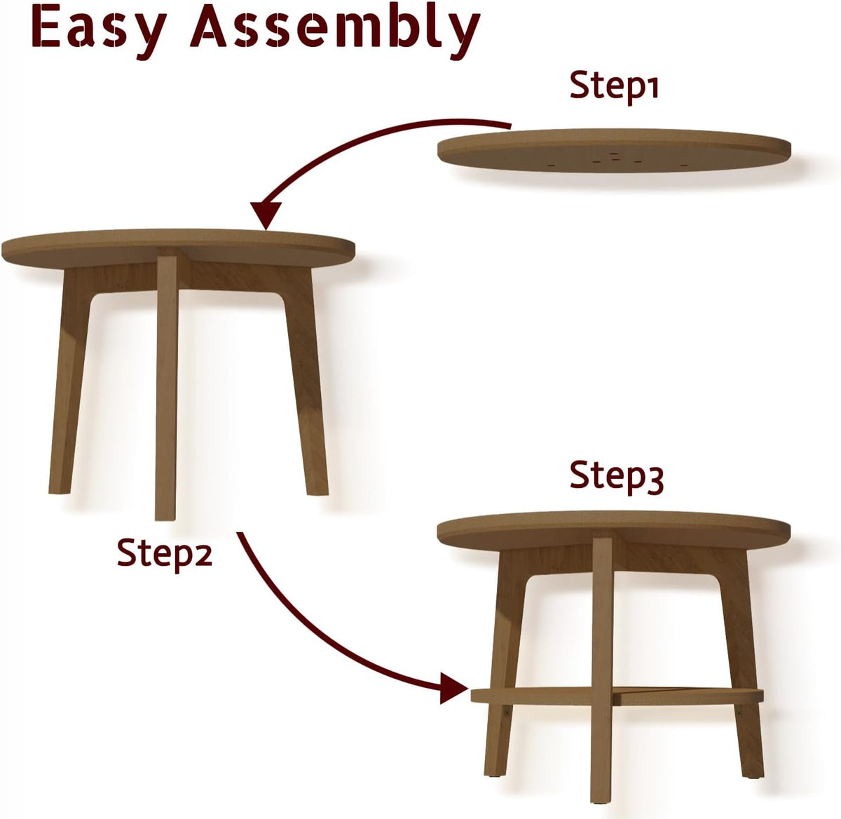 2-Tier Round Coffee Table, 28ââ Wood Nesting Side Table with Storage Shelf, Natural Walnut Wood Tables for Living Room, Space Saving Accent Table