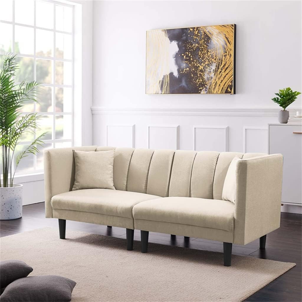 Sofa Bed Sleeper Linen Blend Fabric Home Furniture Minimalist Small Apartment Lazy