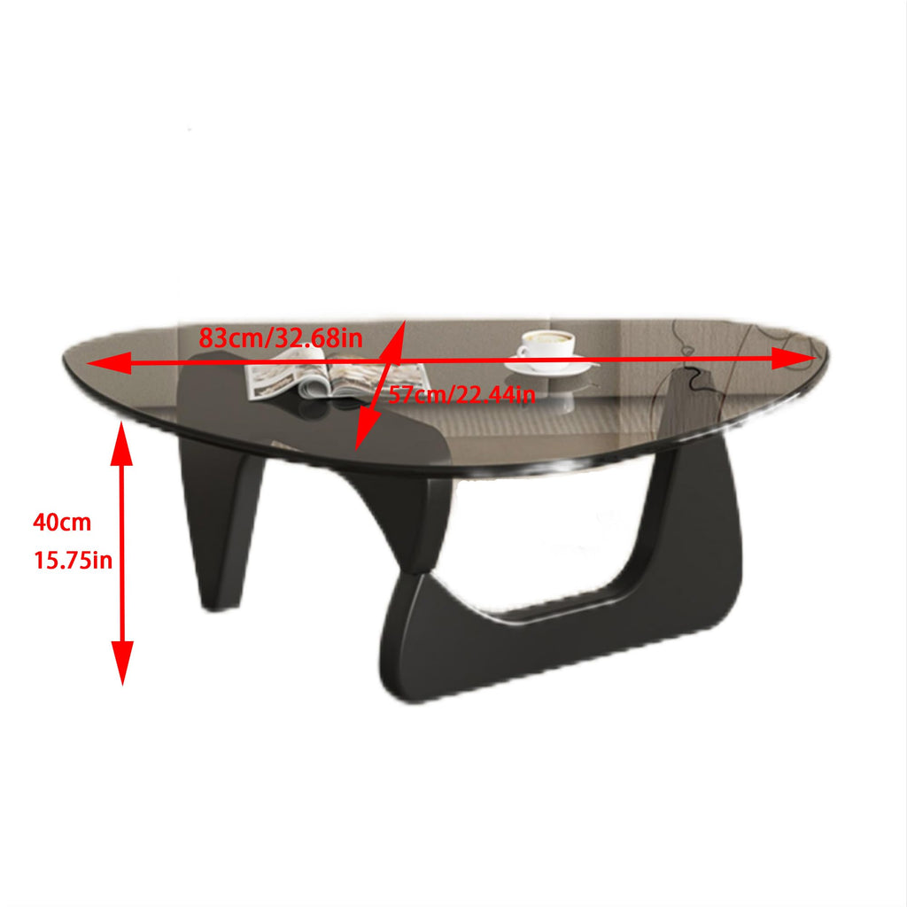 EASYSOUL Modern Glass Coffee Table, 32.68" D x 22.44" W x 15.75" H, Abstract Round Tea Tables for Living Room Home Office Industrial Cocktail Tables (Walnut-Brown Glass, 32.68")