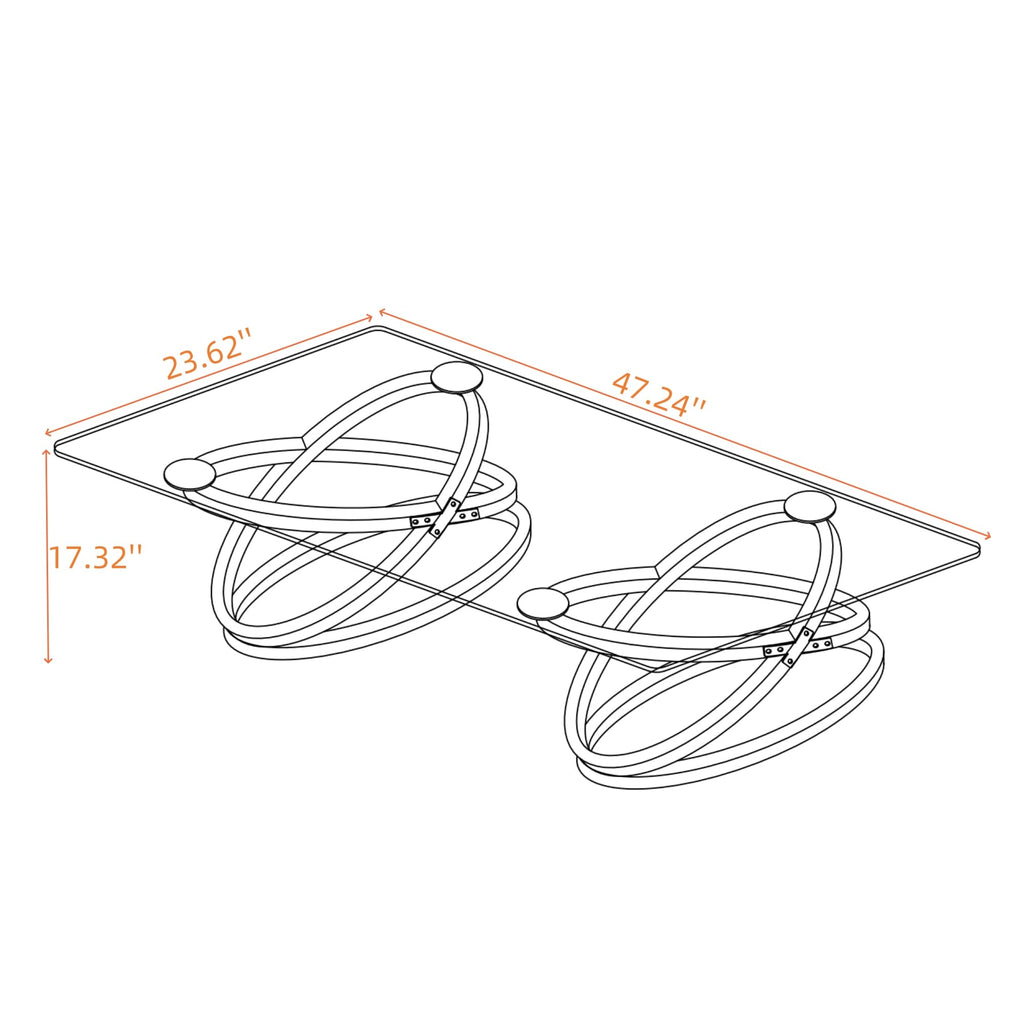 32" Tempered Glass Round Coffee Table Modern Chrome Frame Acrylic Legs Circle Living Room Center Tables