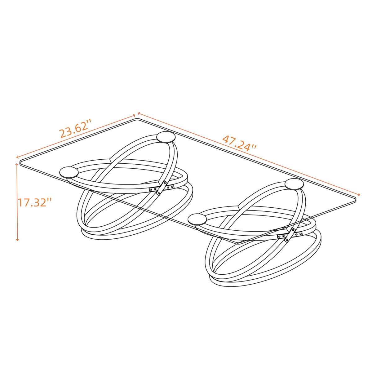 32" Tempered Glass Round Coffee Table Modern Chrome Frame Acrylic Legs Circle Living Room Center Tables