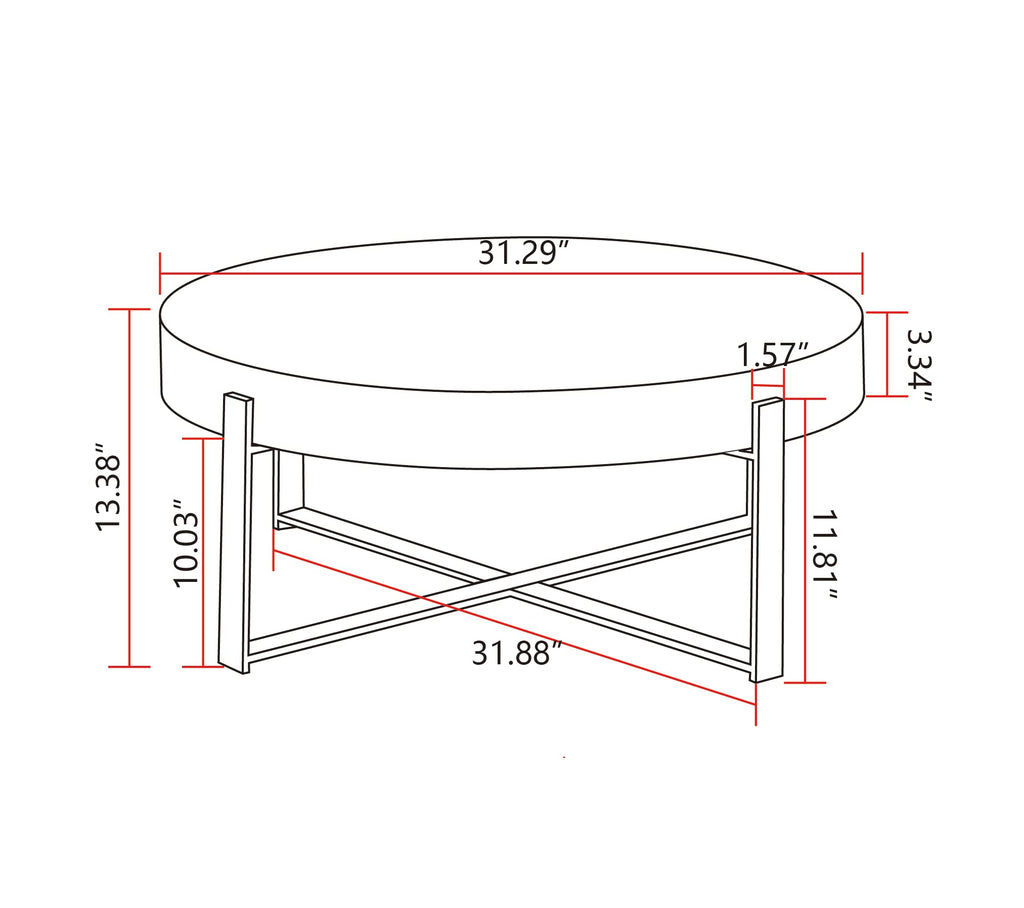 32" Tempered Glass Round Coffee Table Modern Chrome Frame Acrylic Legs Circle Living Room Center Tables
