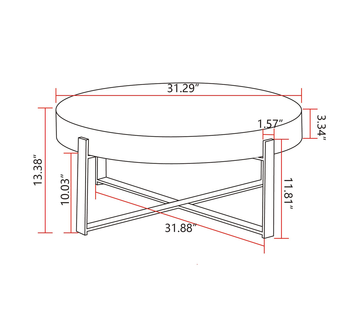 32" Tempered Glass Round Coffee Table Modern Chrome Frame Acrylic Legs Circle Living Room Center Tables