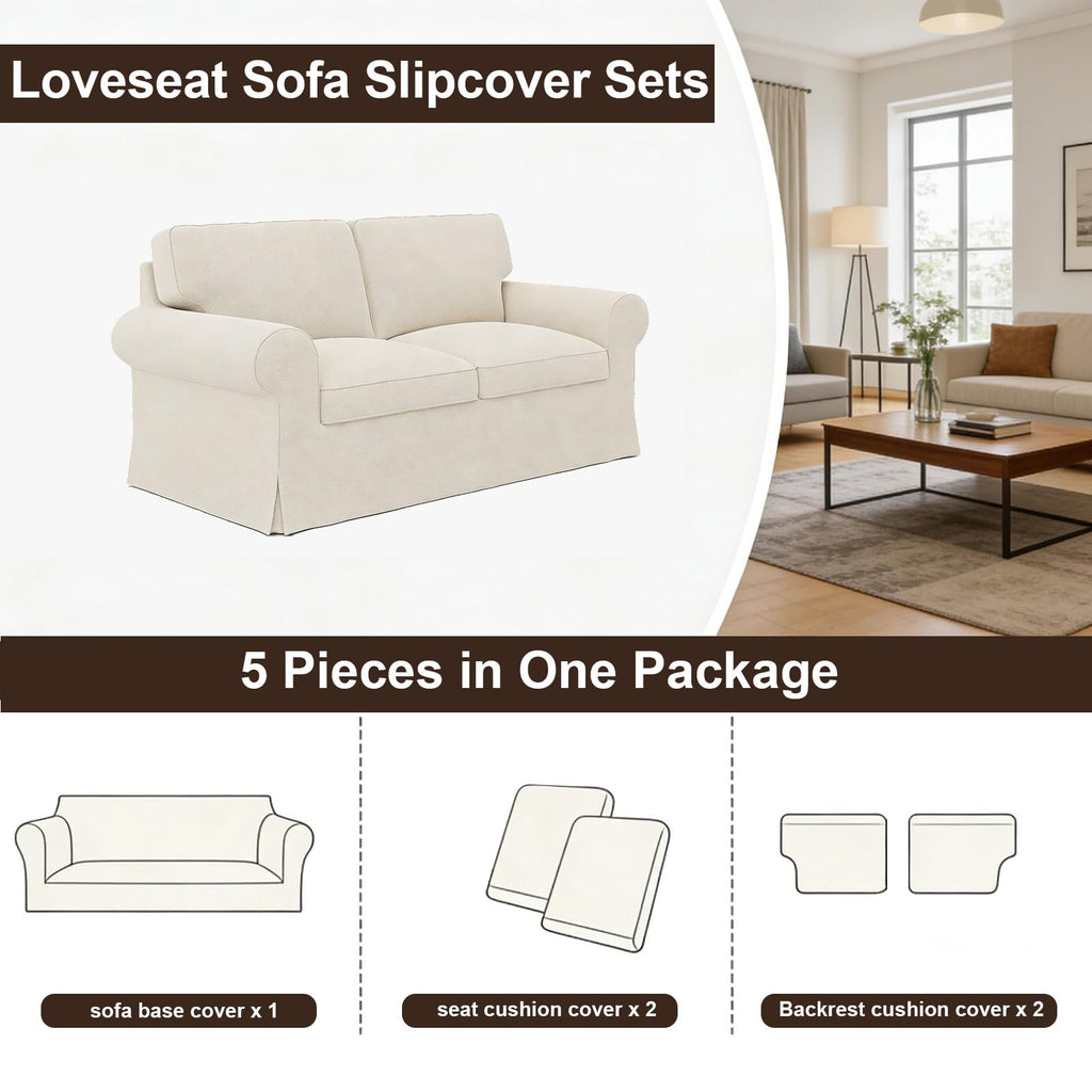 Ektorp 3 Seat Sofa Cover Slipcover Replacement Made for IKEA Ektorp 3 Seat Sofa Cover, Couch Cover Not Include The Sofa Body,Khaki