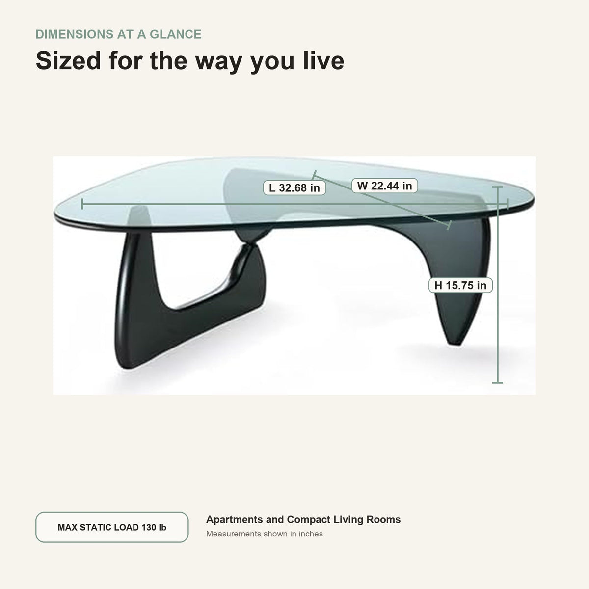 EASYSOUL Modern Glass Coffee Table, 32.68" D x 22.44" W x 15.75" H, Abstract Round Tea Tables for Living Room Home Office Industrial Cocktail Tables (Walnut-Brown Glass, 32.68")