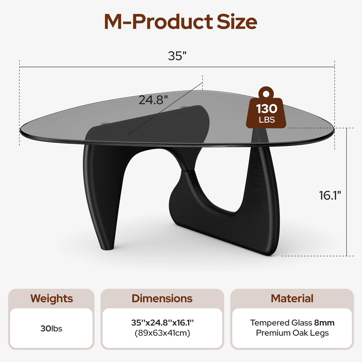 Modern Glass Coffee Table, Mid Century Triangle Coffee Table for Living Room Bedroom Reception Office Tables