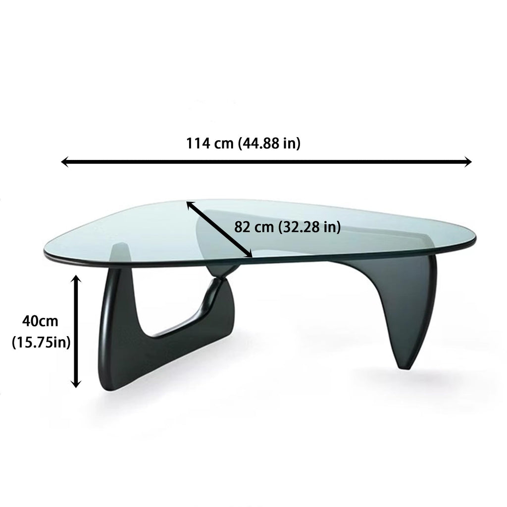EASYSOUL Modern Glass Coffee Table, 32.68" D x 22.44" W x 15.75" H, Abstract Round Tea Tables for Living Room Home Office Industrial Cocktail Tables (Walnut-Brown Glass, 32.68")