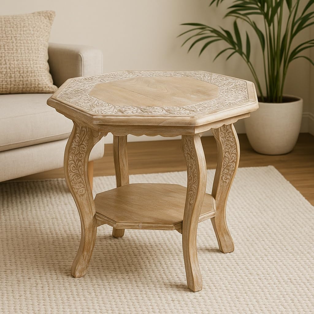Farmhouse Coffee Table, Jali Carving, 36x24x18 in, Burnt