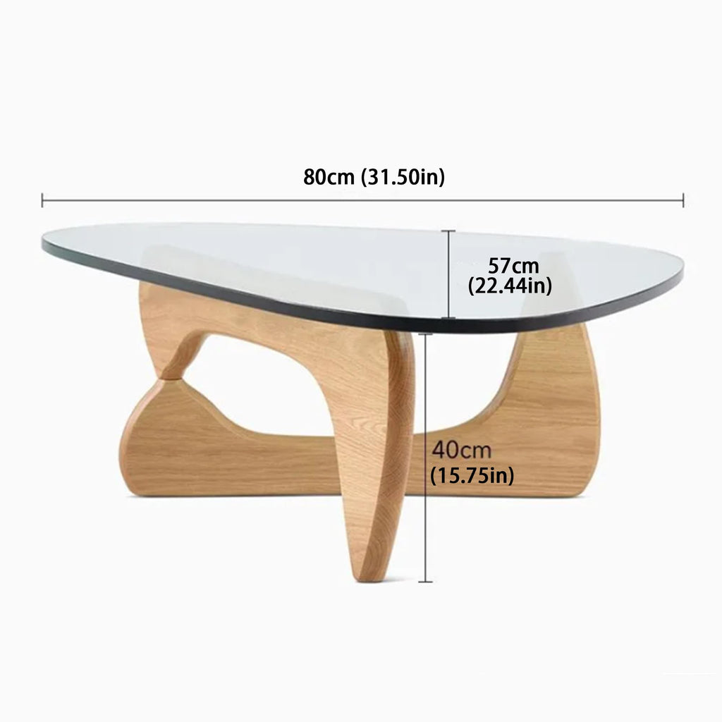 EASYSOUL Modern Glass Coffee Table, 32.68" D x 22.44" W x 15.75" H, Abstract Round Tea Tables for Living Room Home Office Industrial Cocktail Tables (Walnut-Brown Glass, 32.68")
