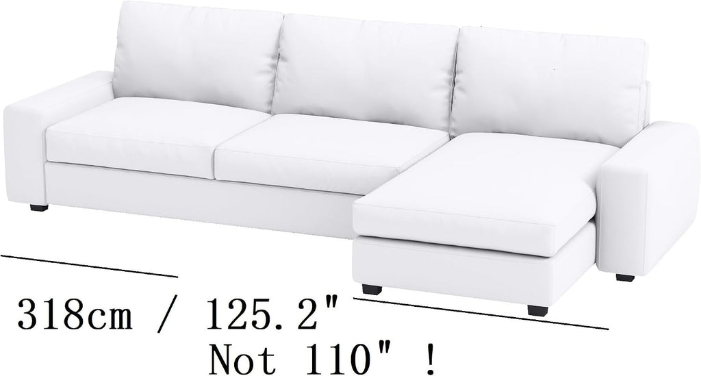 Width: 125.2", Not 110" Durable KIVIK Three 3 Seat Sofa with Chaise Sectional Cover Replacement, Compatible with IKEA Kivik 4 Four Seat Corner Lounge Slipcover Only (Polyester Beige)
