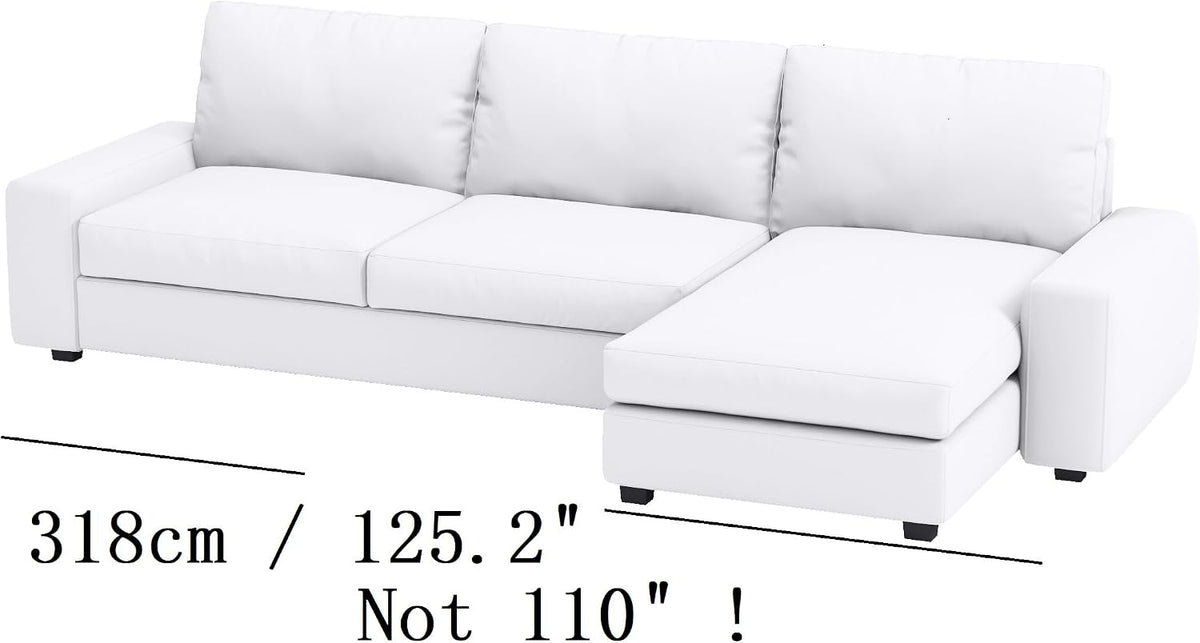 Width: 125.2", Not 110" Durable KIVIK Three 3 Seat Sofa with Chaise Sectional Cover Replacement, Compatible with IKEA Kivik 4 Four Seat Corner Lounge Slipcover Only (Polyester Beige)