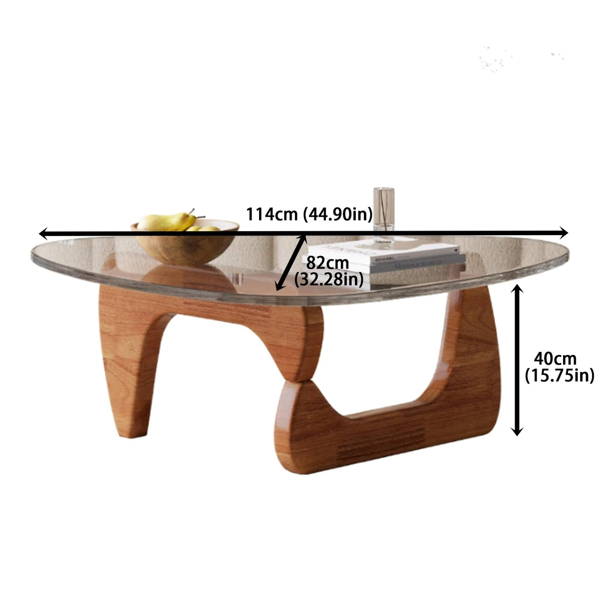 EASYSOUL Modern Glass Coffee Table, 32.68" D x 22.44" W x 15.75" H, Abstract Round Tea Tables for Living Room Home Office Industrial Cocktail Tables (Walnut-Brown Glass, 32.68")