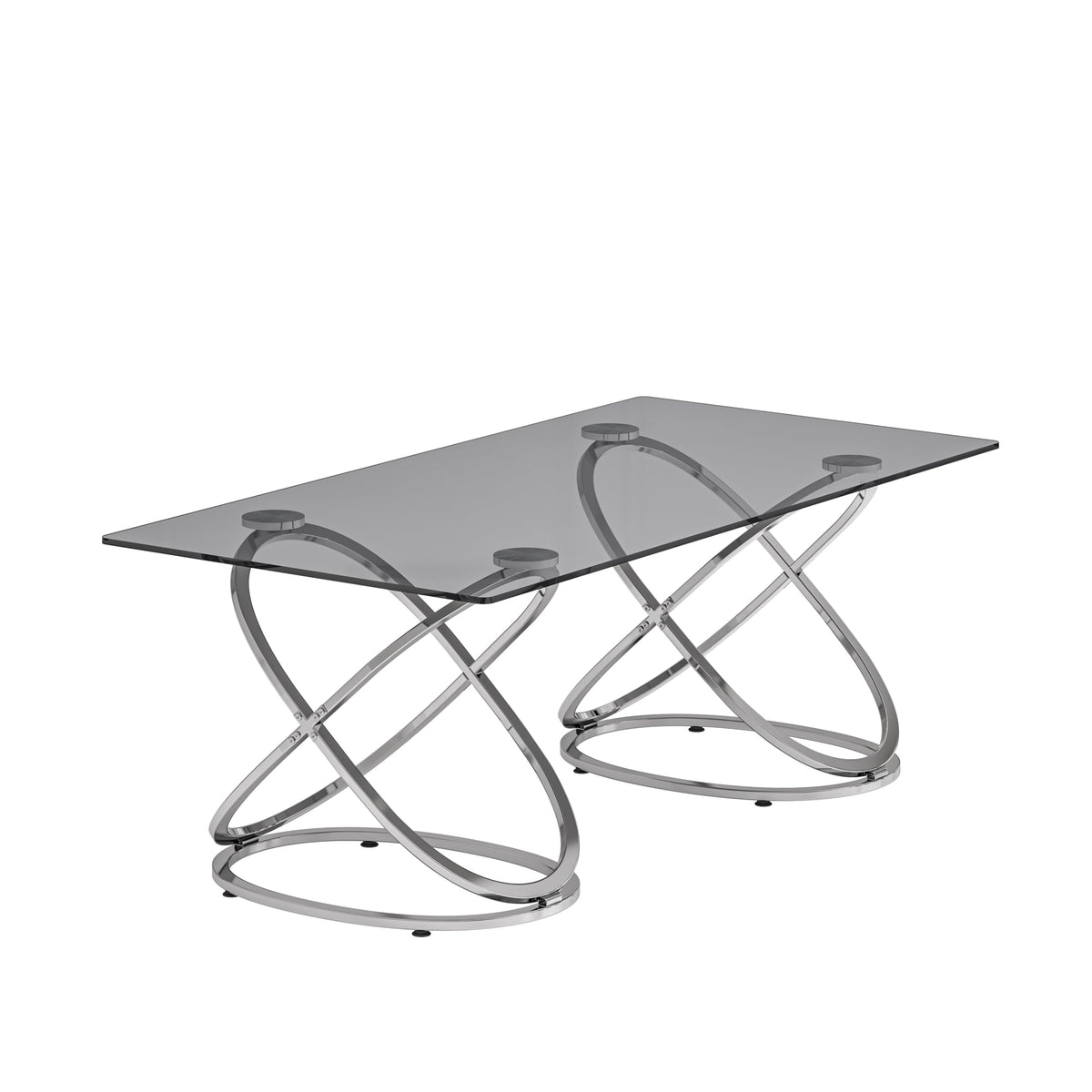 32" Tempered Glass Round Coffee Table Modern Chrome Frame Acrylic Legs Circle Living Room Center Tables