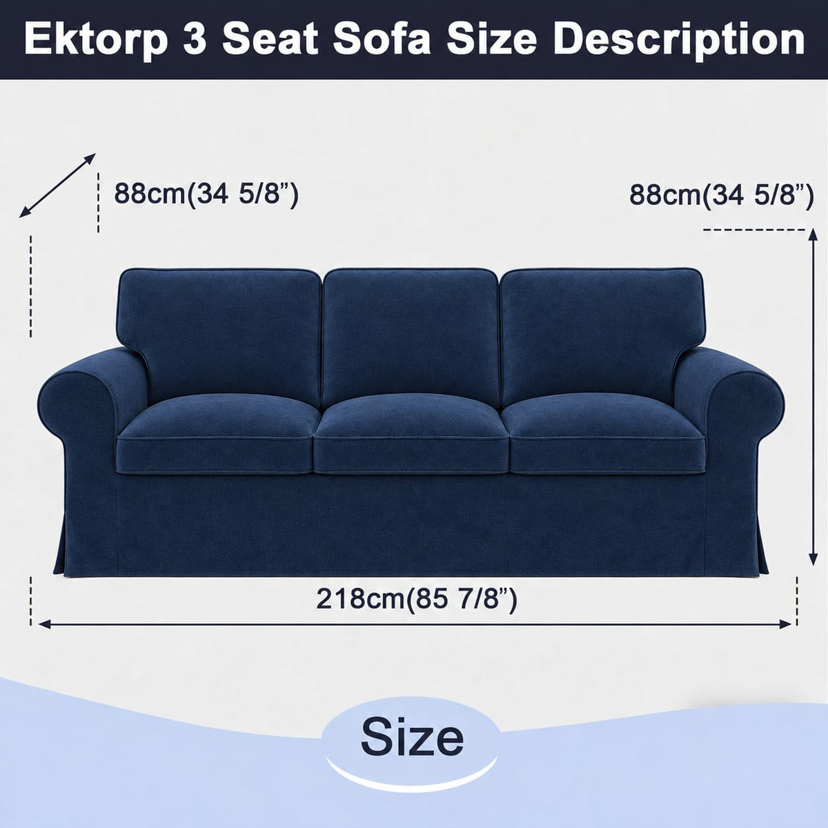 Ektorp 3 Seat Sofa Cover Slipcover Replacement Made for IKEA Ektorp 3 Seat Sofa Cover, Couch Cover Not Include The Sofa Body,Khaki