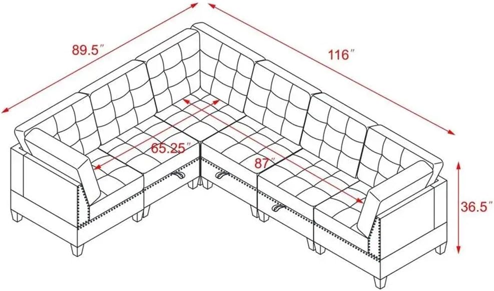 L Shape Modular Sectional Sofaï¼Includes Three Single Chair and Corner ï¼Navy Chenille
