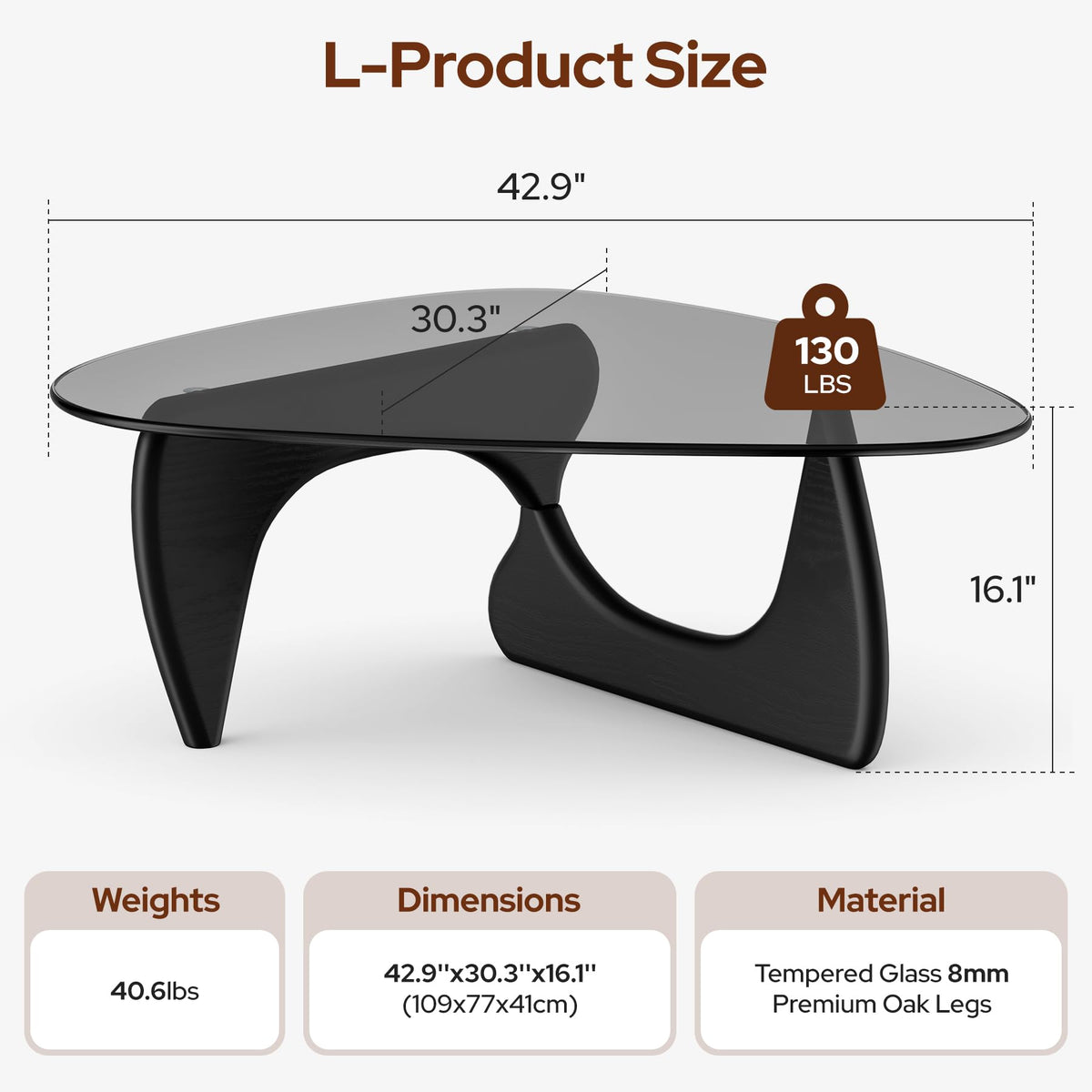 Modern Glass Coffee Table, Mid Century Triangle Coffee Table for Living Room Bedroom Reception Office Tables
