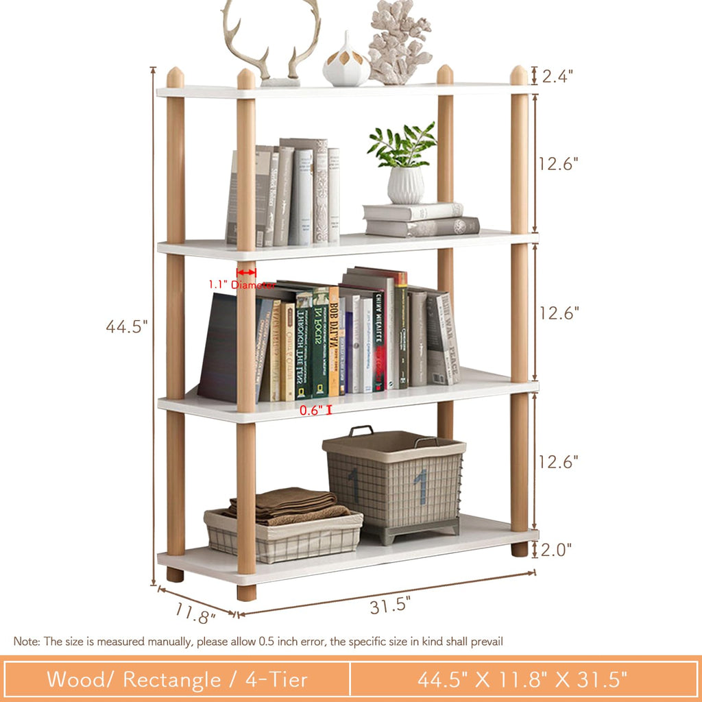 IOTXY 5-Tier Wooden Shelf Bookcase, Freestanding Open Bookshelf, Oak