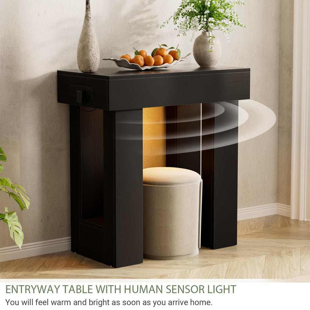 Unikito 63" Console Table with Sensor Light & AC Outlets with USB-C Ports