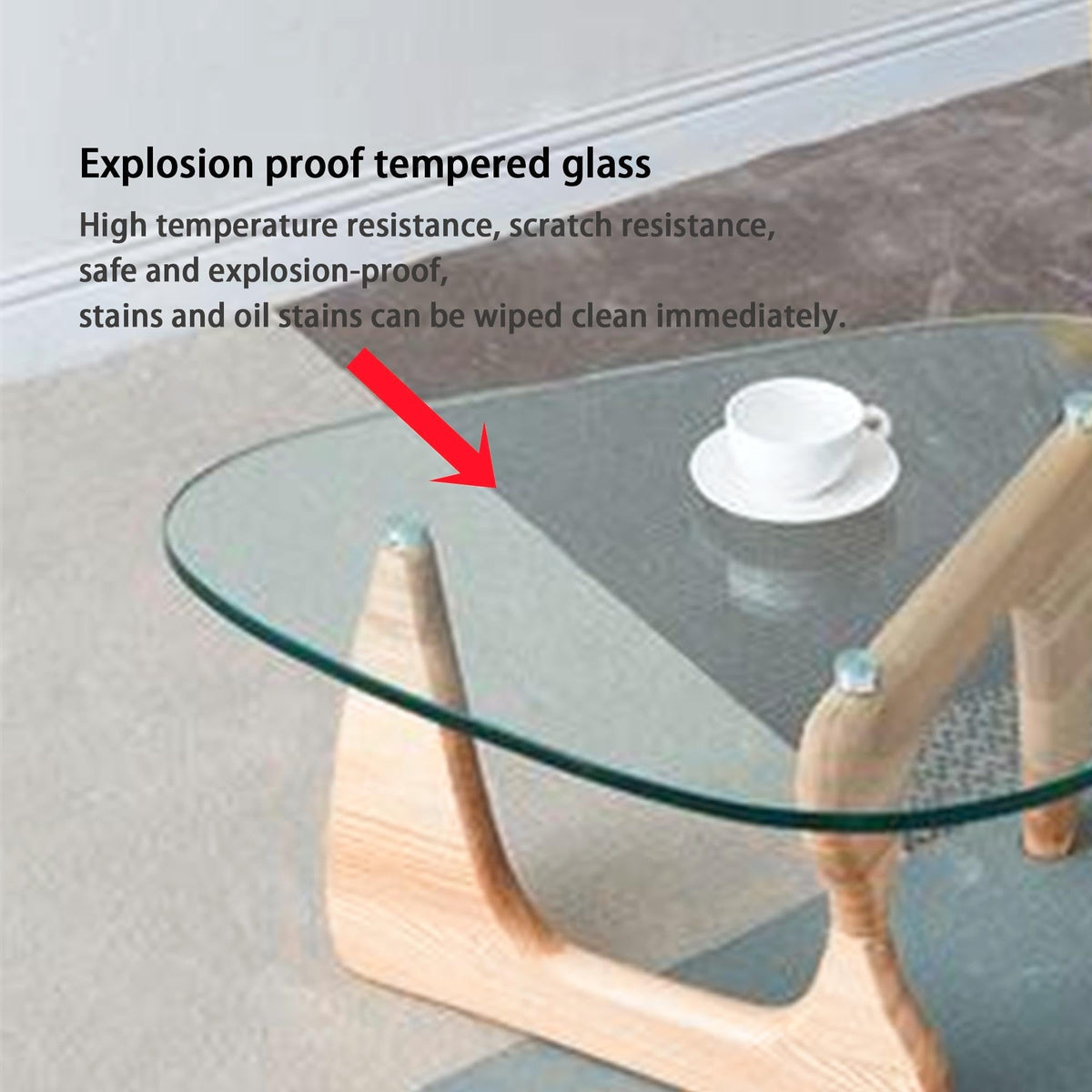 EASYSOUL Modern Glass Coffee Table, 32.68" D x 22.44" W x 15.75" H, Abstract Round Tea Tables for Living Room Home Office Industrial Cocktail Tables (Walnut-Brown Glass, 32.68")