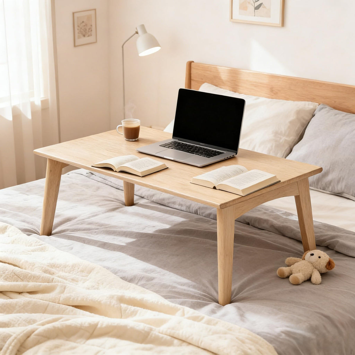 JIKUGO Bamboo Folding Coffee Table No Assembly Required Japanese Floor Table for Bedroom Living Room, Walnut, 26 x 15.8 x 11.8 Inches