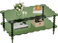 Acrylic Coffee Table, 2-Tier Living Room Table with Storage, Center Table Mid-Modern Century for Living Room, Easy to Assemble (Green, 37.8âÃ23.6âÃ15.7â)