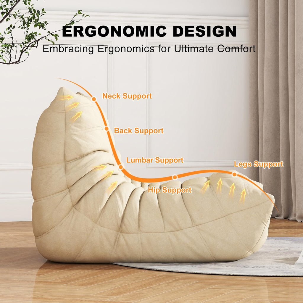 Full Foam 3-Seater Sofa, Bean Bag Floor Couch for Adults, Waterproof Fabric