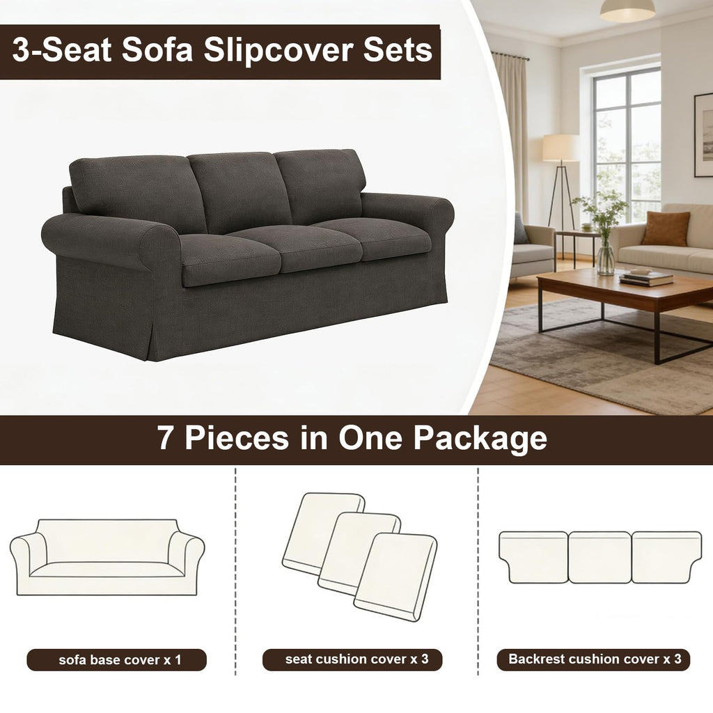 Ektorp 3 Seat Sofa Cover Slipcover Replacement Made for IKEA Ektorp 3 Seat Sofa Cover, Couch Cover Not Include The Sofa Body,Khaki