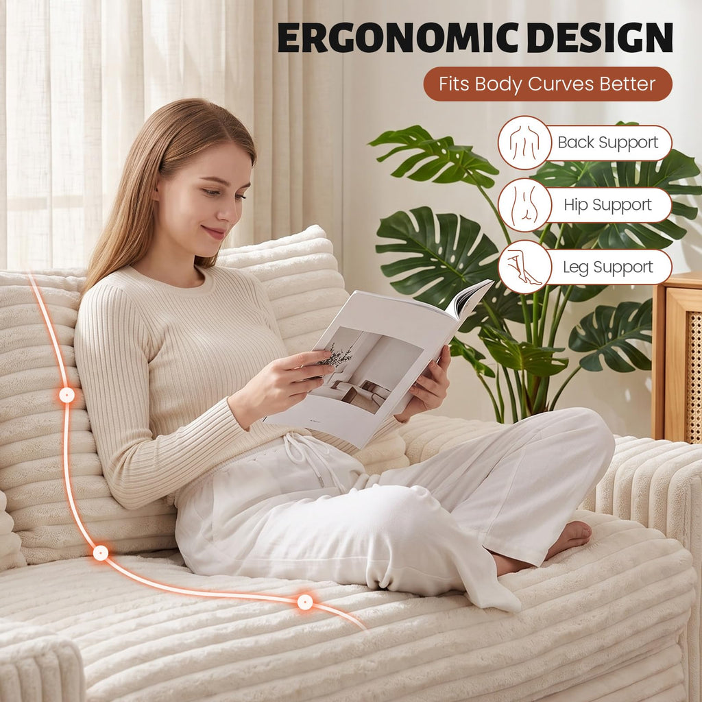 Small Boneless Couch, Boneless Loveseat Convertible Sofa Bed Sleeper Sofa Couch Bed with 2 Pillows, Corduroy Folding Floor Futon Foldable Boneless Couch for Living Room, Guest Room, Small Space, Black