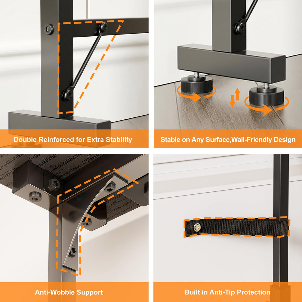 106"-157" Adjustable Length Behind Couch Sofa Table with 3 Power Outlets