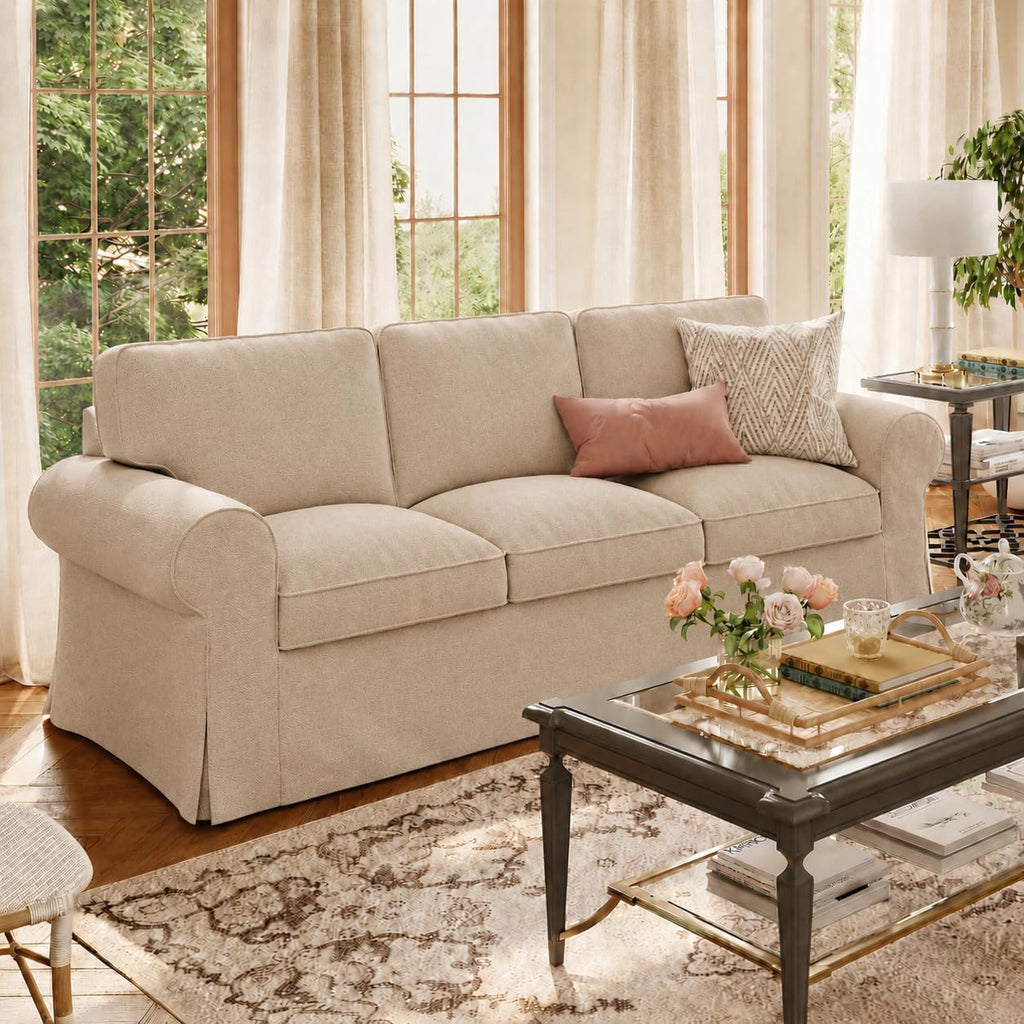 Ektorp 3 Seat Sofa Cover Slipcover Replacement Made for IKEA Ektorp 3 Seat Sofa Cover, Couch Cover Not Include The Sofa Body,Khaki