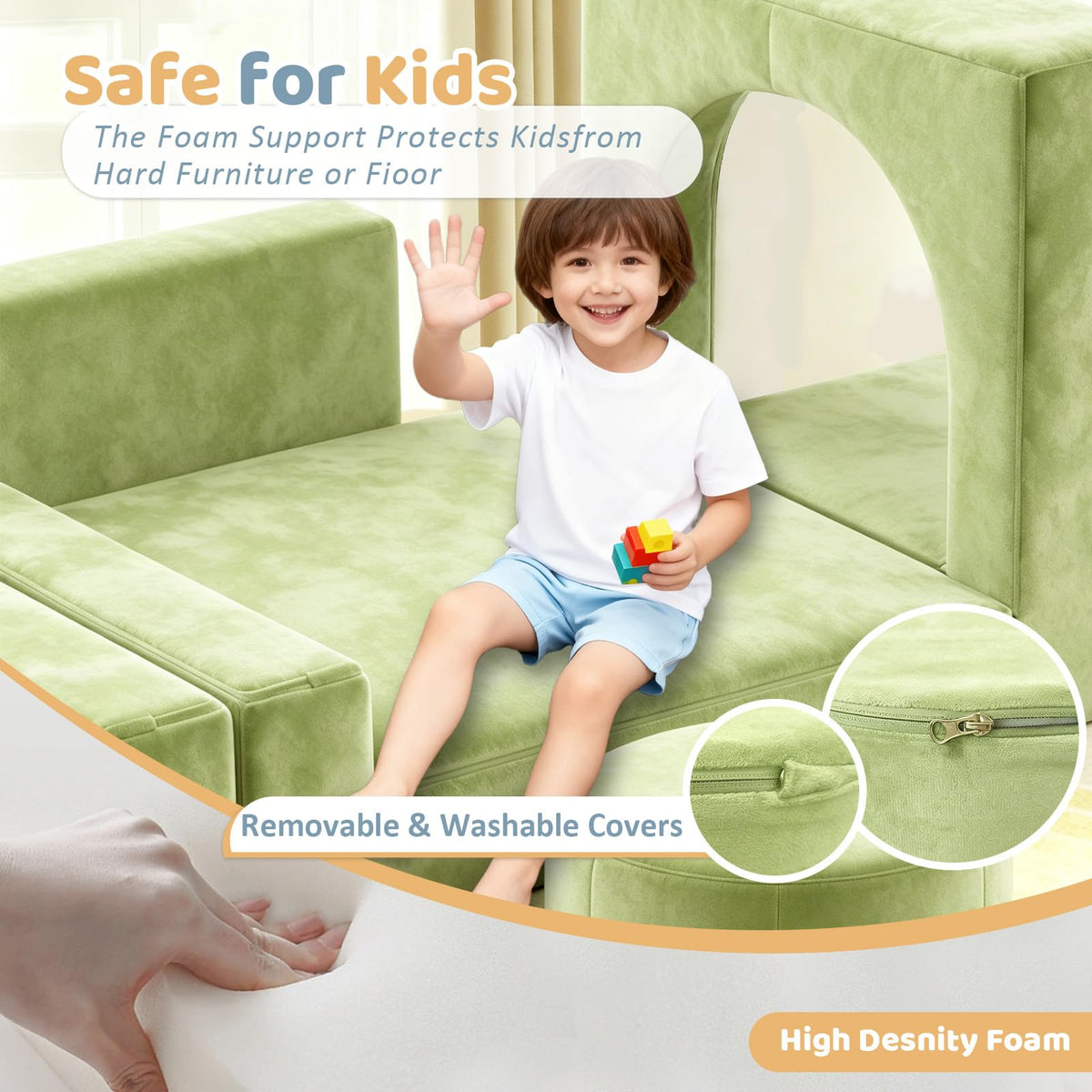 12pcs Modular Kids Play Couch, Convertible Toddler Sectional Sofa