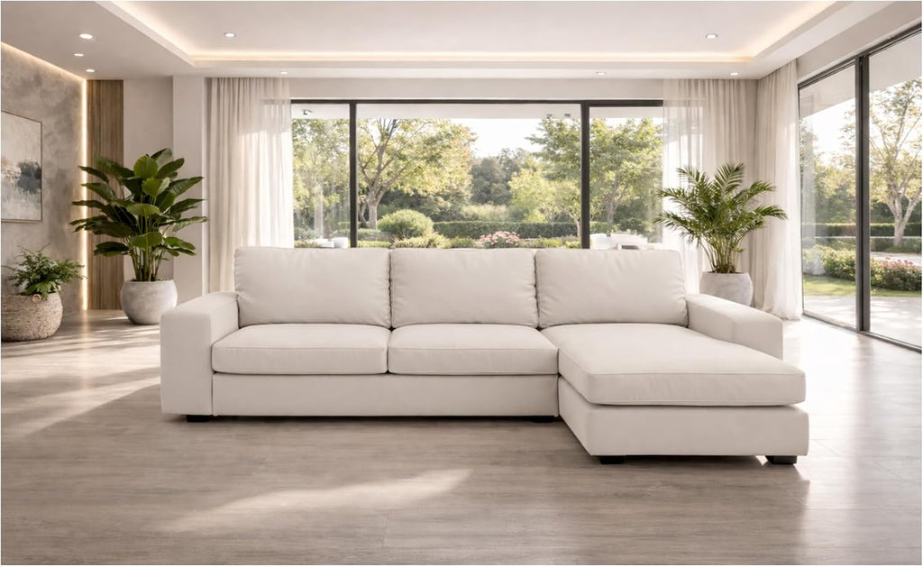 Width: 125.2", Not 110" Durable KIVIK Three 3 Seat Sofa with Chaise Sectional Cover Replacement, Compatible with IKEA Kivik 4 Four Seat Corner Lounge Slipcover Only (Polyester Beige)