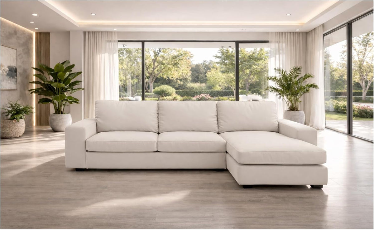 Width: 125.2", Not 110" Durable KIVIK Three 3 Seat Sofa with Chaise Sectional Cover Replacement, Compatible with IKEA Kivik 4 Four Seat Corner Lounge Slipcover Only (Polyester Beige)
