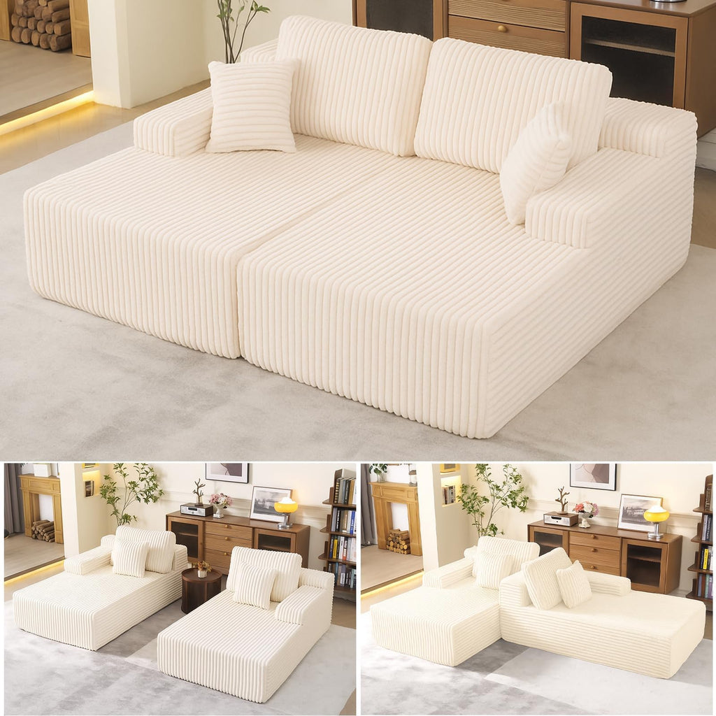 WHGBJA 79" 5 in 1 Convertible Sofa Bed Couch, Modular Sectional, Loveseat