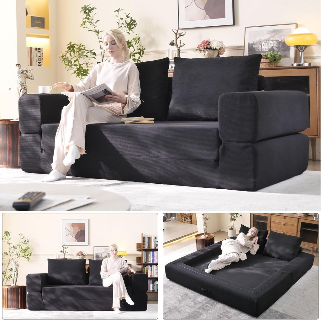 WHGBJA 79" 5 in 1 Convertible Sofa Bed Couch, Modular Sectional, Loveseat