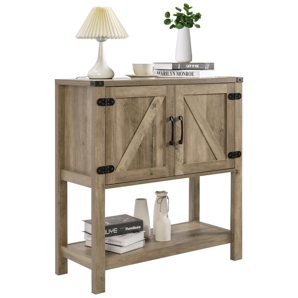 Mufico Console Table Coffee Bar Sofa Cabinet, 31.5Lx13.8Dx34.65H(White)