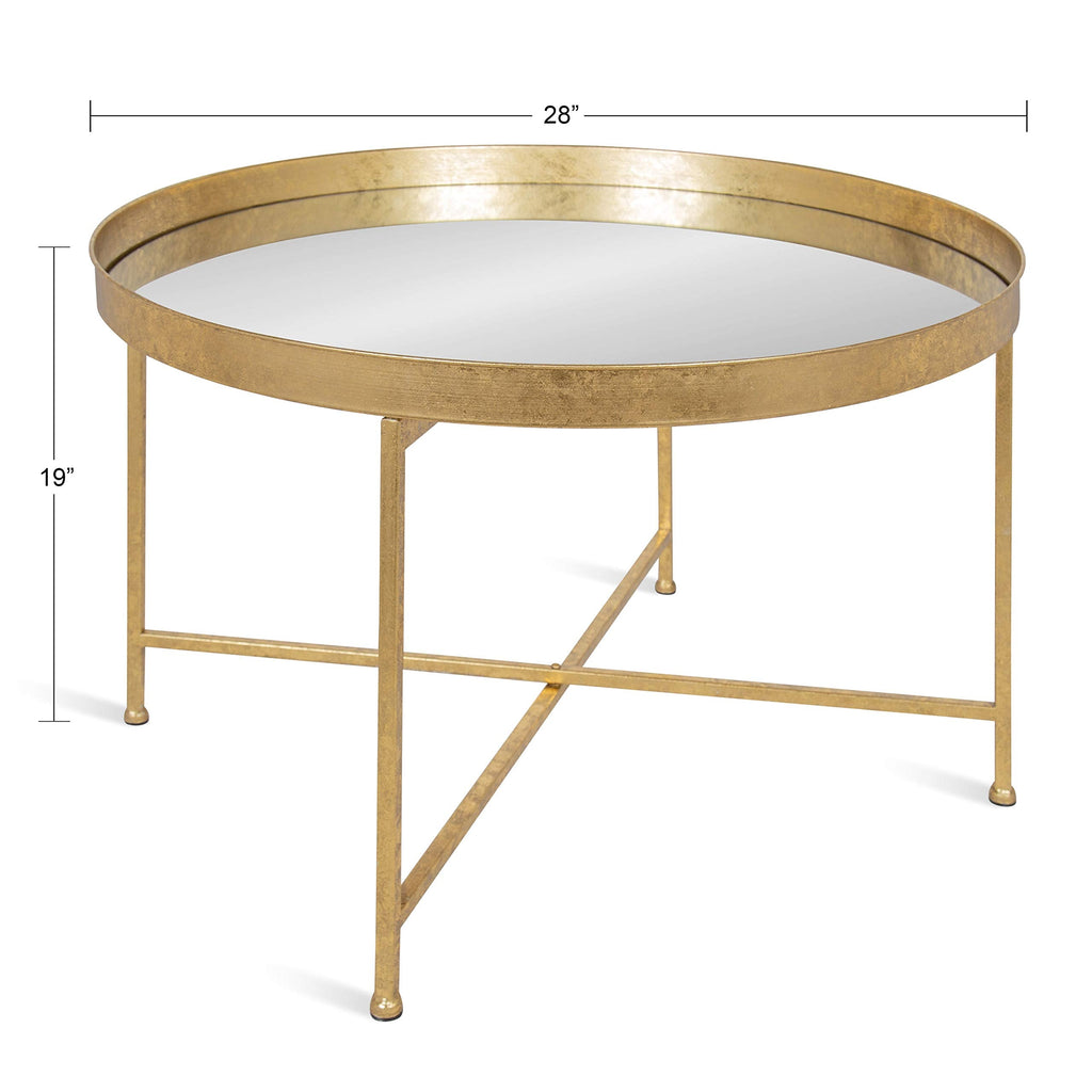 Kate and Laurel Celia Modern Round Coffee Table; 28 x 28 x 19; Black and Gold; Coffee Table for Living Room Decor; Storage; and Display