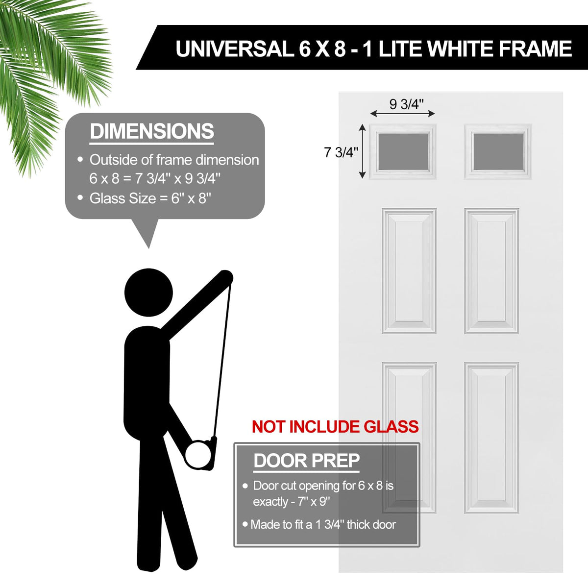 Pushglossy 20'' x 36'' Entry Door Frame Insert Only Replacement Kit