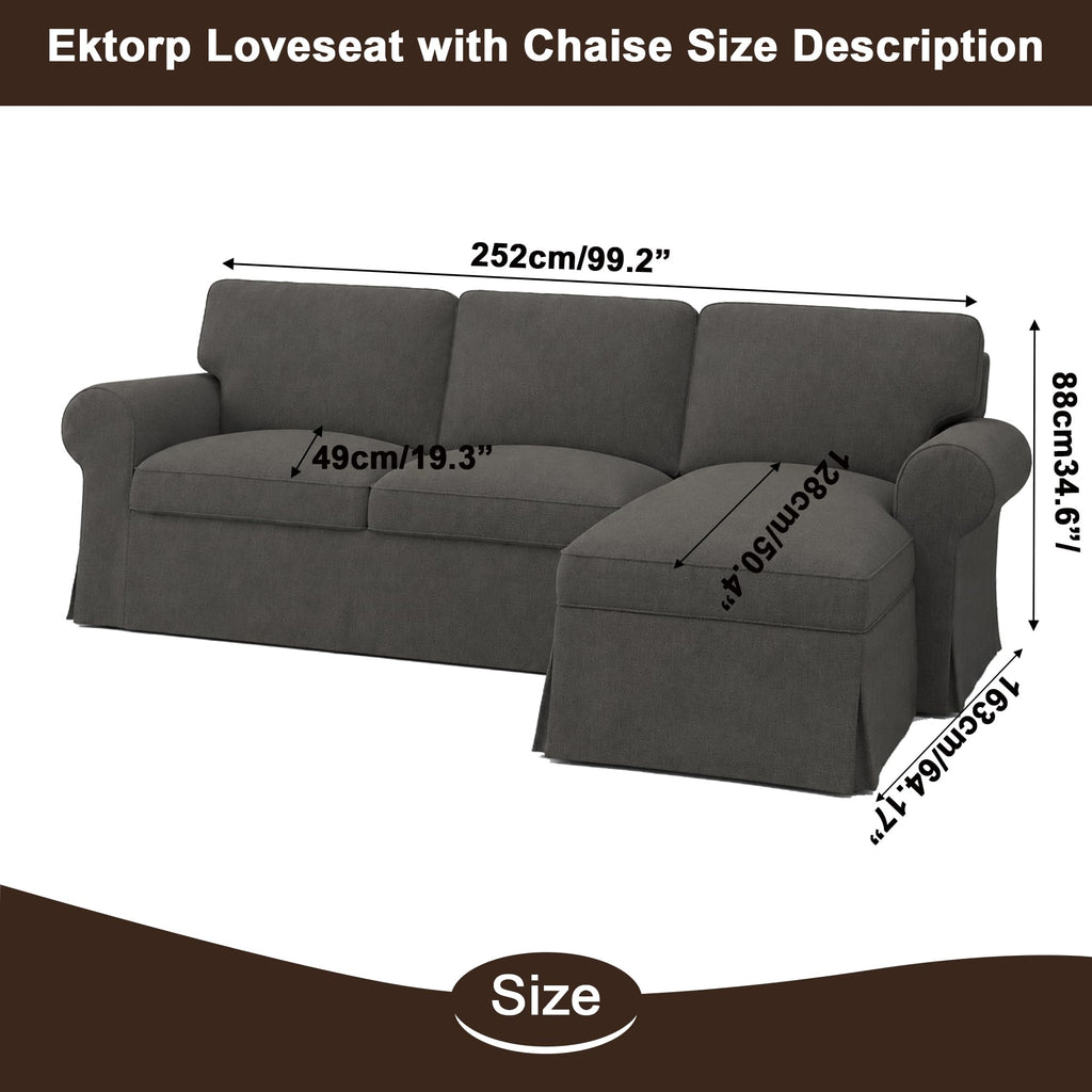 Ektorp 3 Seat Sofa Cover Slipcover Replacement Made for IKEA Ektorp 3 Seat Sofa Cover, Couch Cover Not Include The Sofa Body,Khaki