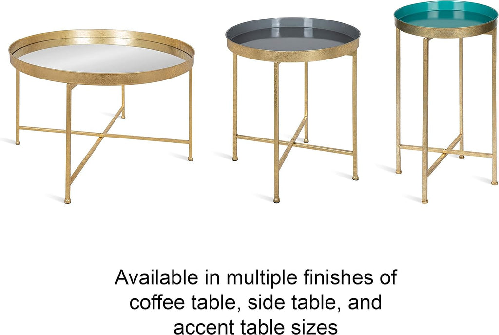 Kate and Laurel Celia Modern Glam Round Metal Coffee Table, 28.25" x 28.25" x 19", White and Gold Leaf, Chic Sophisticated Accent Table