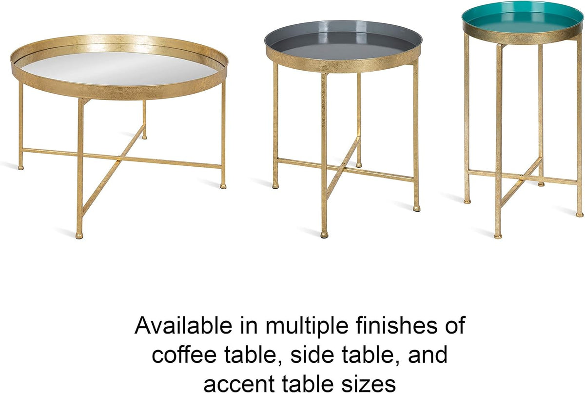 Kate and Laurel Celia Modern Glam Round Metal Coffee Table, 28.25" x 28.25" x 19", White and Gold Leaf, Chic Sophisticated Accent Table