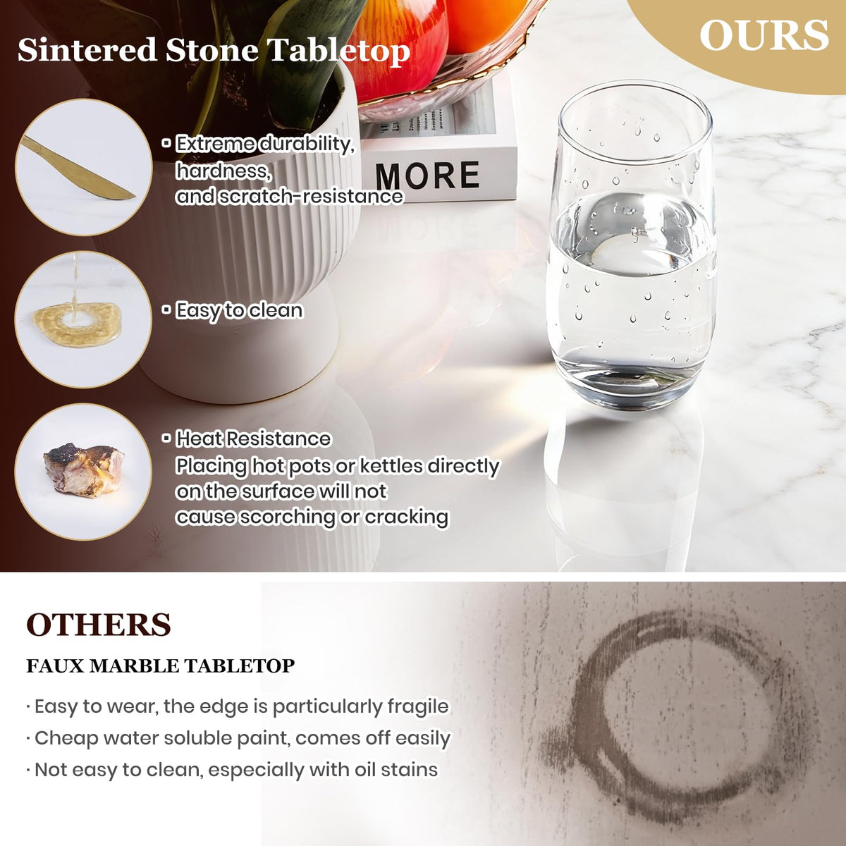 31.5 Inch Round Sintered Stone Top Coffee Table for Living Room