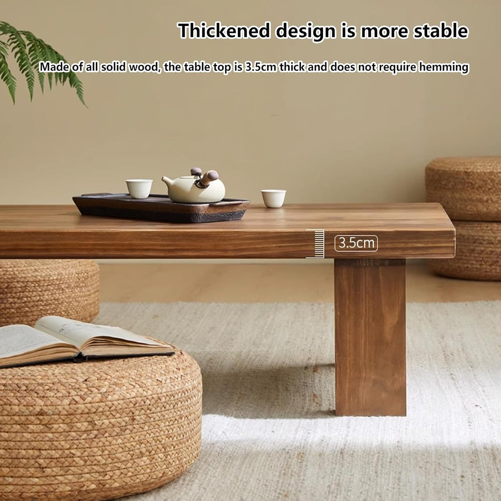 Low Coffee Table for Sitting on The Floor, Japanese Floor Table Solid Wood, Wooden Coffee Table Furniture for Living Room, Reception Rooms, 23.7x14x12in