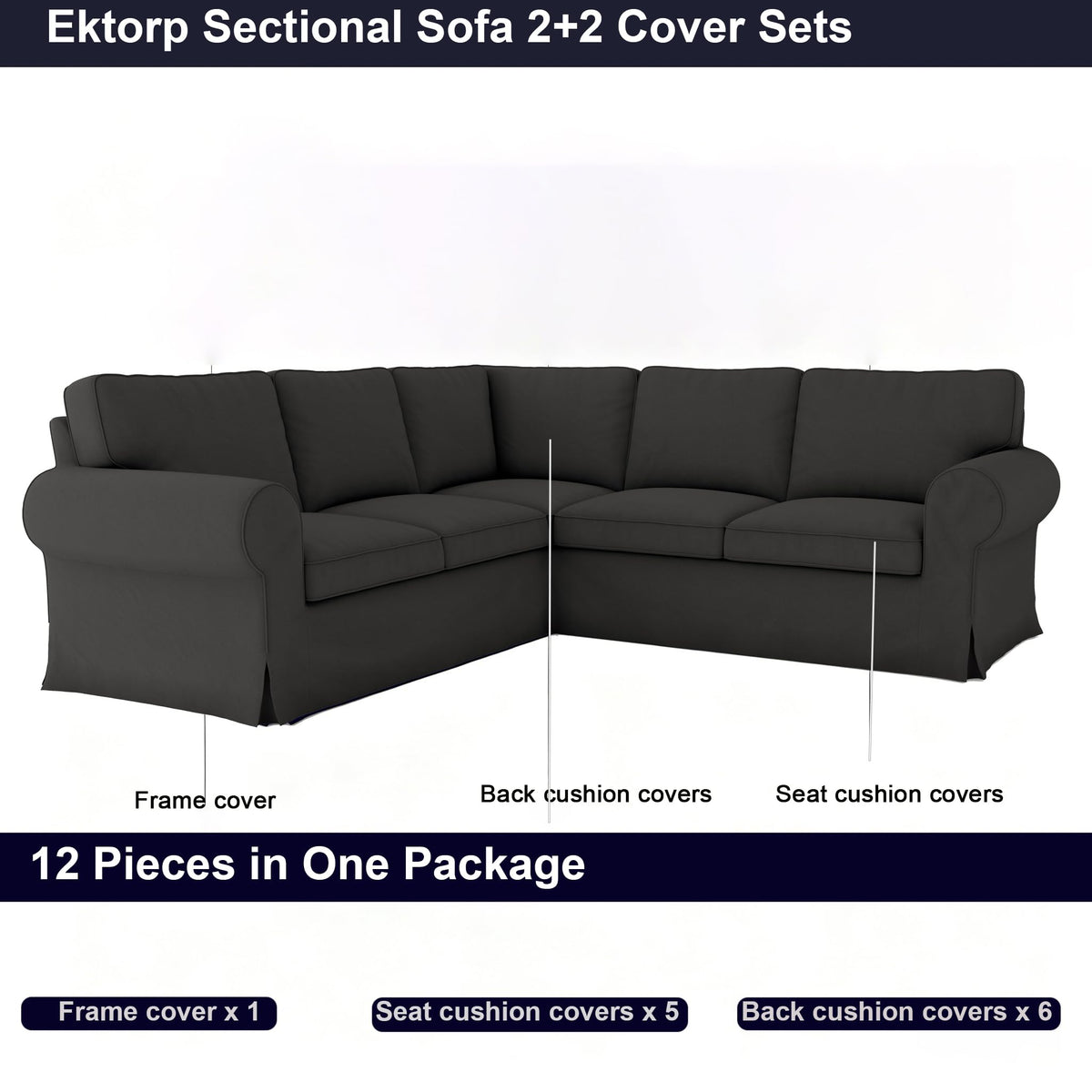 Ektorp 3 Seat Sofa Cover Slipcover Replacement Made for IKEA Ektorp 3 Seat Sofa Cover, Couch Cover Not Include The Sofa Body,Khaki