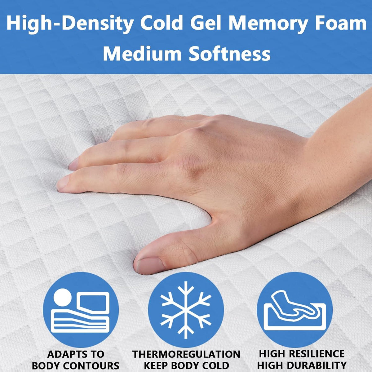 4.5 Inch Cold Gel Memory Foam Mattress Replacement for Sleeper Sofa and Couch Beds - Full Size CertiPUR-US Certified (Sofa Not Included)