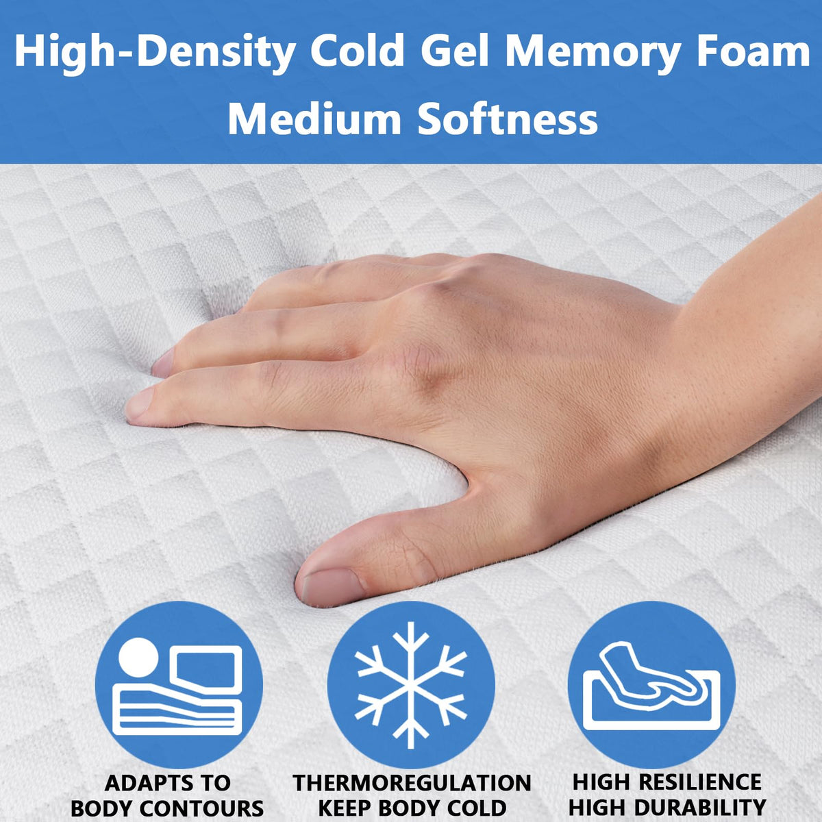 4.5 Inch Cold Gel Memory Foam Mattress Replacement for Sleeper Sofa and Couch Beds - Full Size CertiPUR-US Certified (Sofa Not Included)