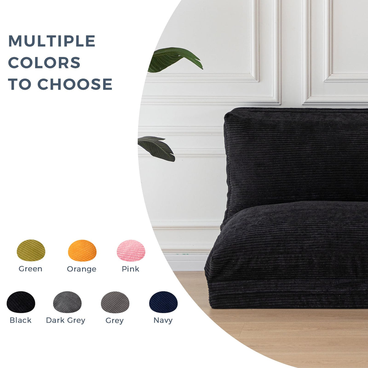 MAXYOYO Folding Sofa Bed, Extra Thick and Long Floor Sofa Convertible Chair with Washable Cover, Floor Couch Lounge Bean Bag Bed for Living Room, Dark Grey, 54x91 Inch