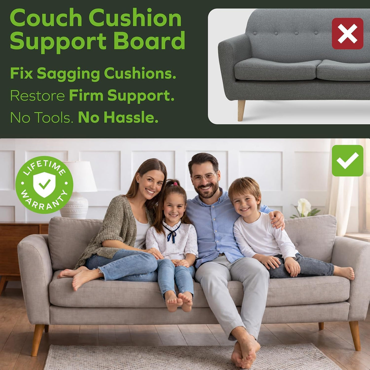 BEN'SHOME Deep Seat Couch Cushion Support Board, Sagging Sofa 68-81" x 30"