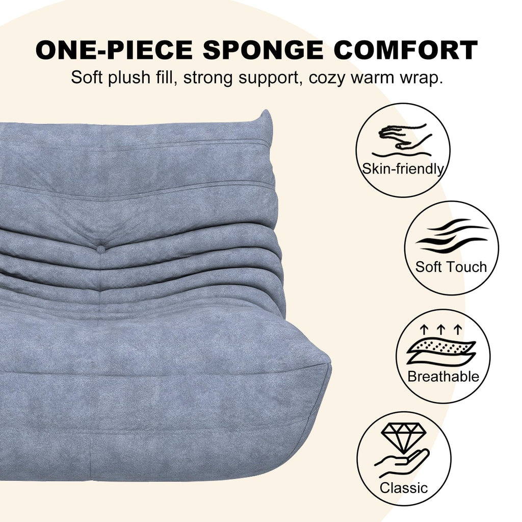 Full Foam 3-Seater Sofa, Bean Bag Floor Couch for Adults, Waterproof Fabric