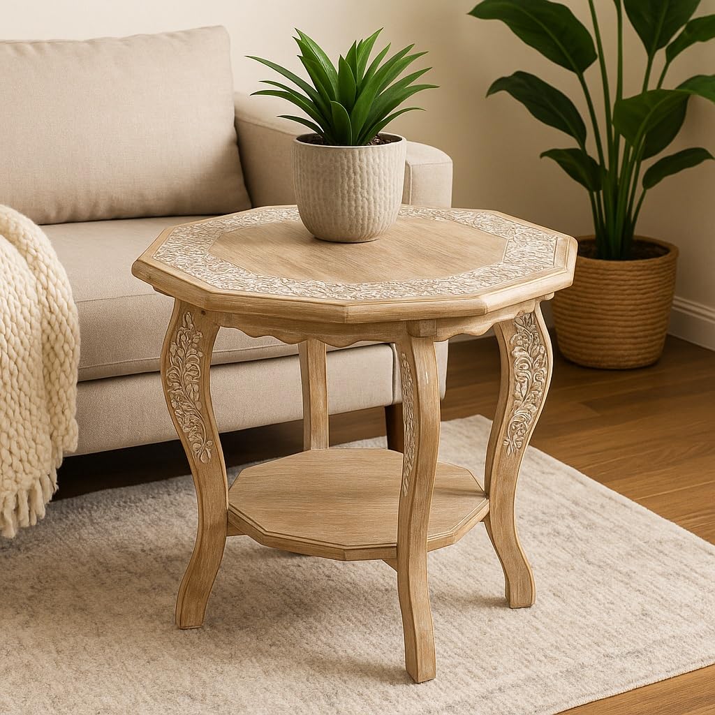 Farmhouse Coffee Table, Jali Carving, 36x24x18 in, Burnt